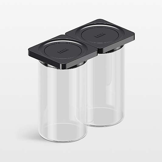 Cliik Home Medium Black 2-Pack Press Glass Canisters