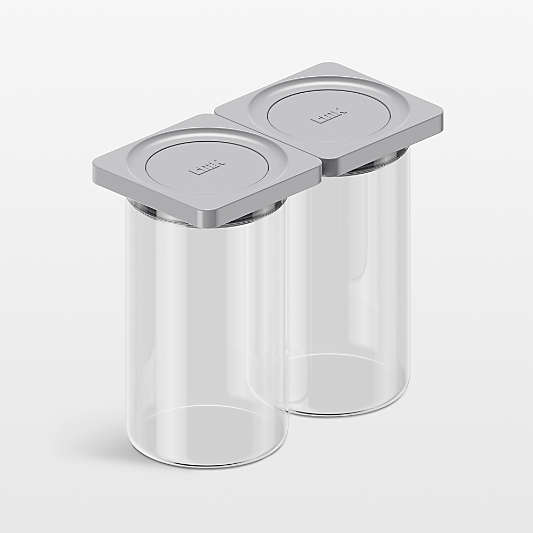 Cliik Home Medium Grey 2-Pack Press Glass Canisters