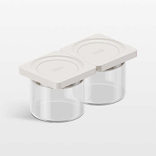 cliik Small Cream 2-Pack Press Glass Canisters