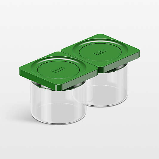 Cliik Home Small Green 2-Pack Press Glass Canisters