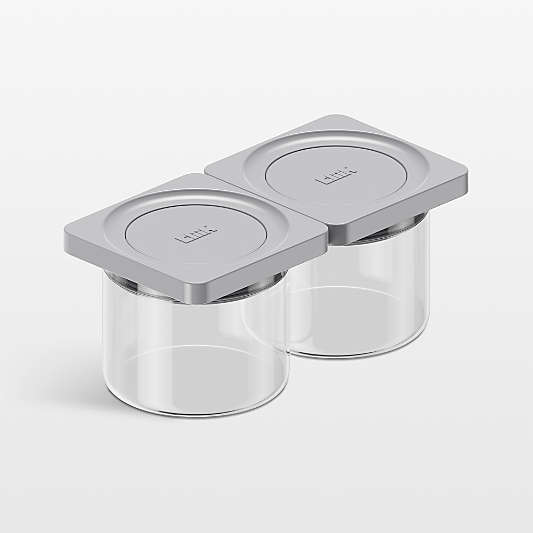 Cliik Home Small Grey 2-Pack Press Glass Canisters