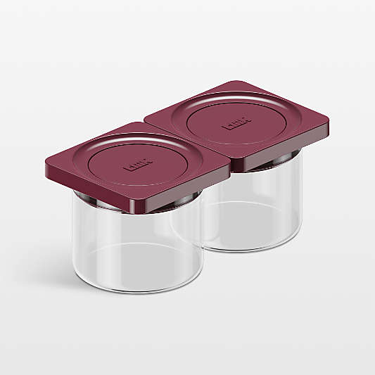 Cliik Home Small Maroon 2-Pack Press Glass Canisters