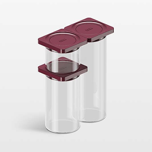 Cliik Home Maroon Family Pack Press Glass Canisters