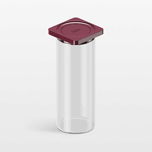 cliik Large Maroon Press Glass Canister