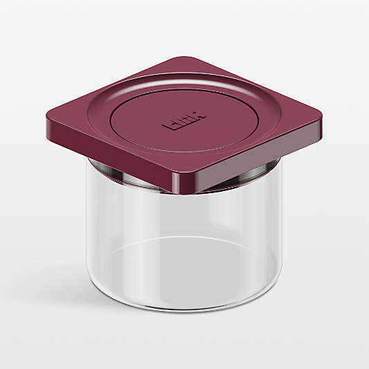 cliik Small Maroon Press Glass Canister