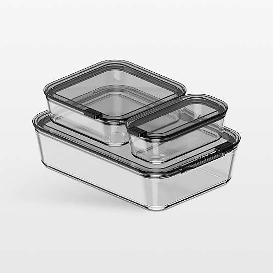 cliik Stack Large Black Glass Food Storage Containers Family Set
