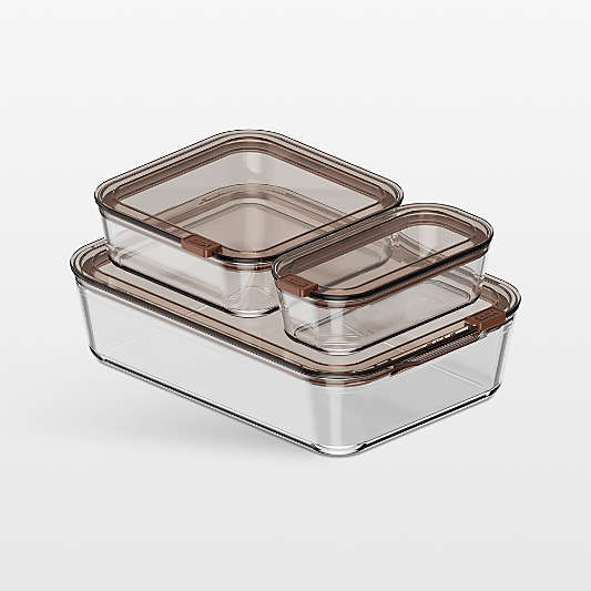 cliik Stack Large Brown Glass Food Storage Containers Family Set