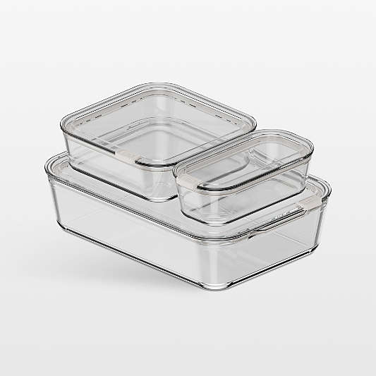 cliik Large Stack Cream Glass Food Storage Containers Family Set