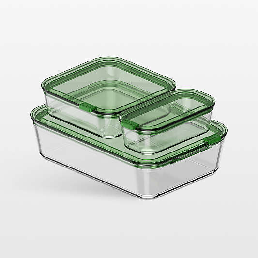 cliik Stack Large Green Glass Food Storage Containers Family Set