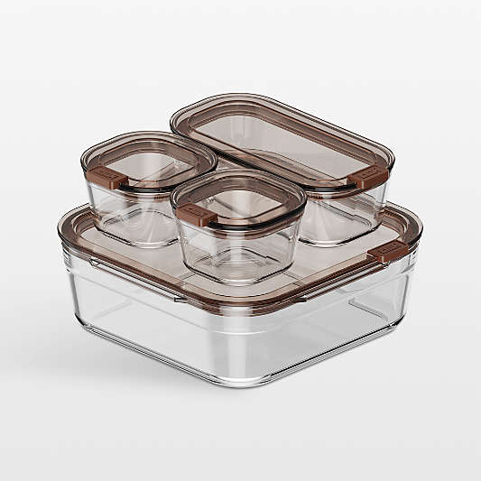 cliik Stack Small Brown Glass Food Storage Containers Family Set
