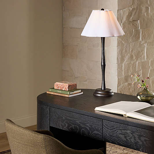 Clement Black Metal Table Lamp with Fabric Shade 25"