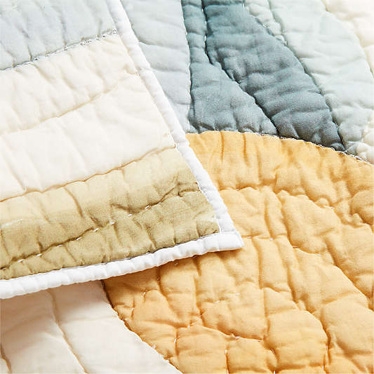 Cloud Embroidered Hand-Quilted 100% Organic Cotton Baby Crib Quilt