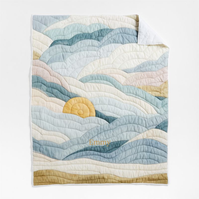 Cloud Embroidered Hand-Quilted Cotton Kids Twin Quilt - image 5 of 14