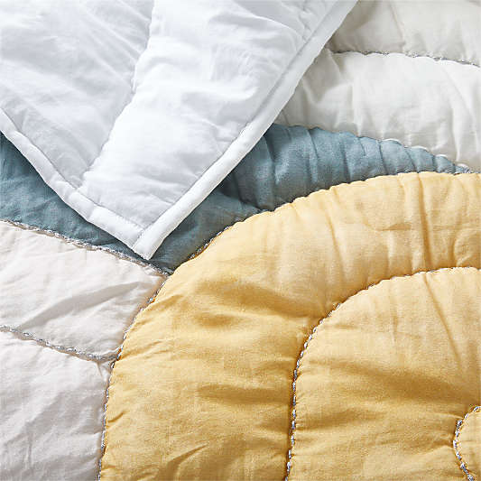 Cloud Embroidered Hand-Quilted Organic Cotton Kids Quilt