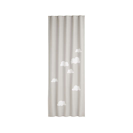 Cloud Applique Linen Blackout Window Curtain Panel 44"x96"