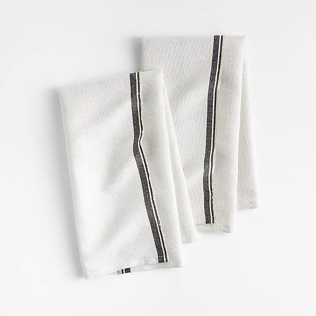 Cafe Organic Cotton Black Striped Dish Towels Set of 2 + Reviews