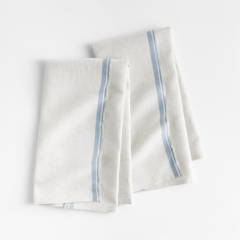 Crate & Barrel - Cuisine Stripe Aqua Dish Towels, Set of 2