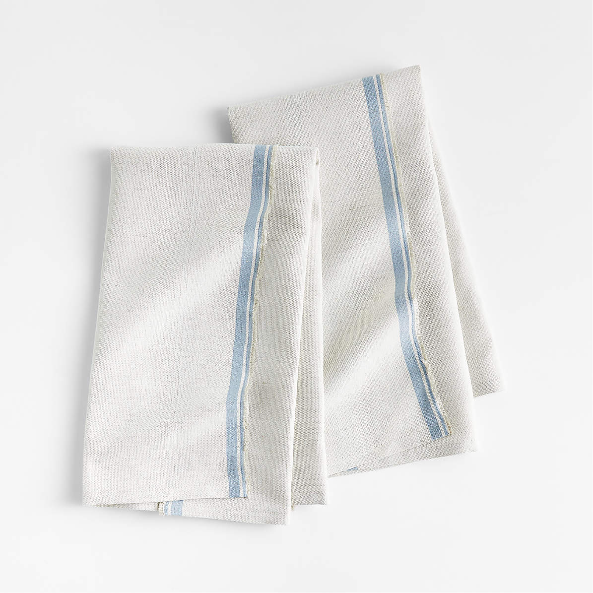 Clovis Blue Edge Cotton Tea Kitchen Dish Towels, Set of 2 +