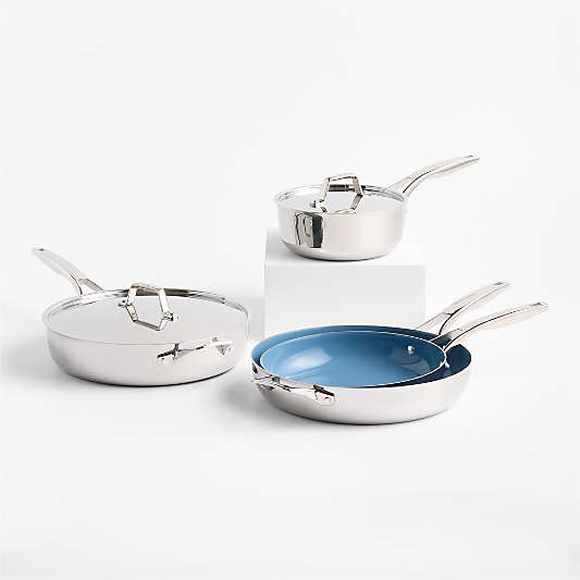 Calphalon ® Premier Ceramic Nonstick 6-Piece Macaron Cookware Set with Stainless Steel Exterior
