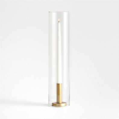 View Orion Small Brass Finish Taper Candle Holder with Short Fluted Glass Candle Holder Sleeve details