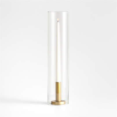 Clear Fluted Glass Taper Candle Holder Sleeve Short 17"