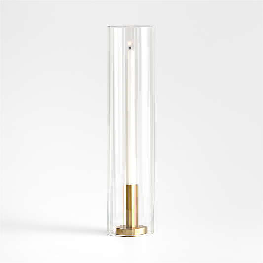 Orion Small Brass Finish Taper Candle Holder with Short Fluted Glass Candle Holder Sleeve