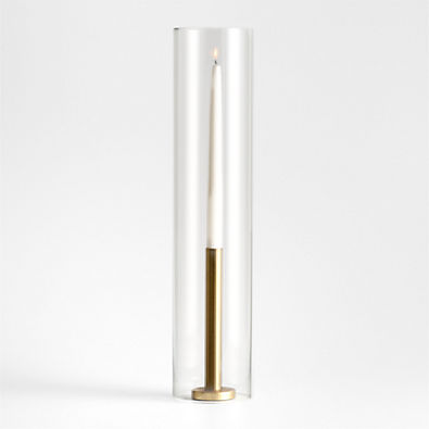 View Orion Large Brass Finish Taper Candle Holder with Tall Fluted Glass Candle Holder Sleeve details