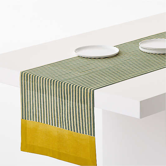 Block Print Stripe Linen Cotton 120" Table Runner