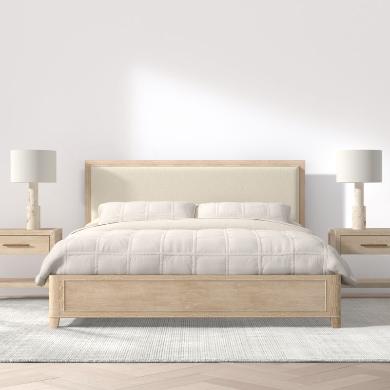 Clairemont Natural Oak Wood Upholstered Queen Bed - image 3 of 12