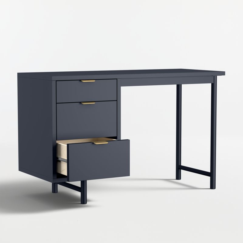 Classic 48" Navy Blue Wood 3-Drawer Kids Desk - image 6 of 10