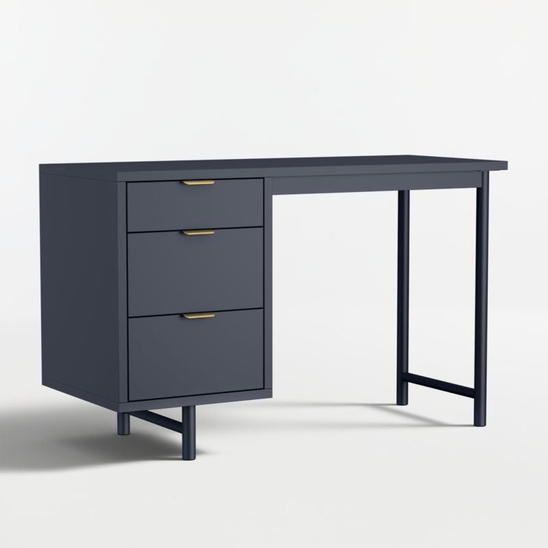 Classic 48" Navy Blue Wood 3-Drawer Kids Desk - image 5 of 10