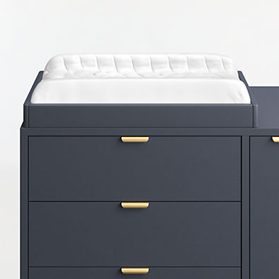 View Classic Deep Navy Blue Wood Baby Changing Table Topper details