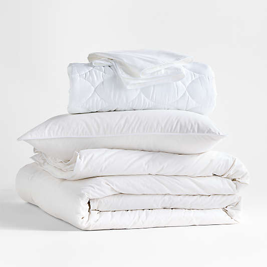 Classic Down Bedding Insert Bundle with Feather Down Pillows & Protectors