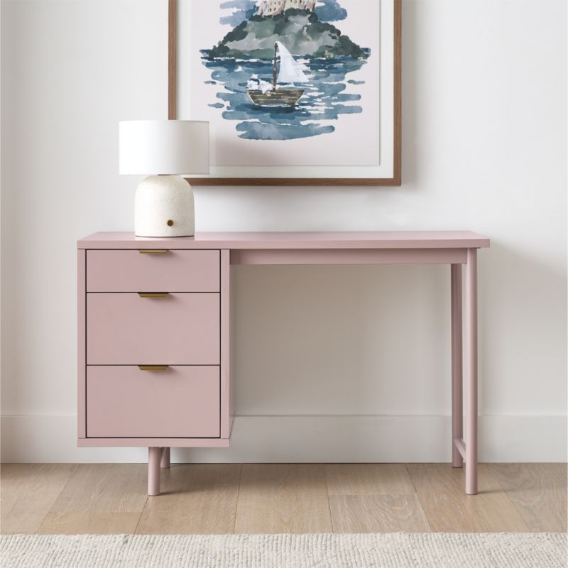 Classic 48" Lilac Rose Wood 3-Drawer Kids Desk - image 2 of 7