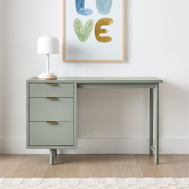 Classic 48" Laurel Green Wood 3-Drawer Kids Desk - image 2 of 10