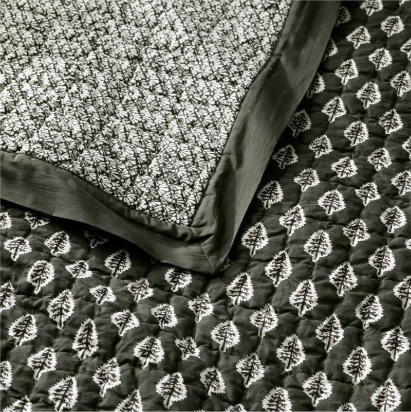Celeste Organic Cotton Ficus Green Trees Full/Queen Reversible Quilt - image 1 of 8