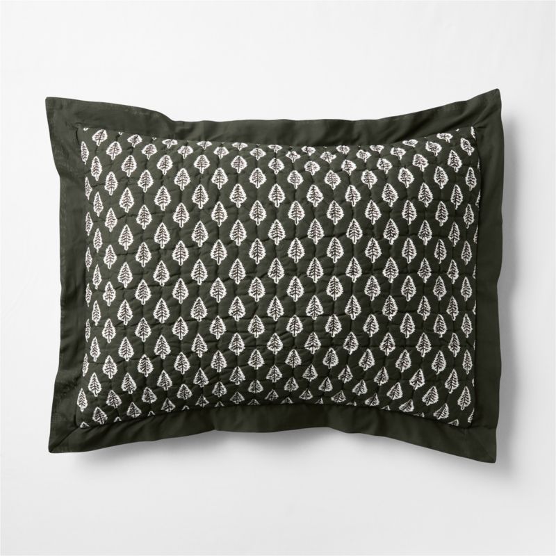 Celeste Organic Cotton Ficus Green Trees King Reversible Bed Pillow Sham - image 1 of 6