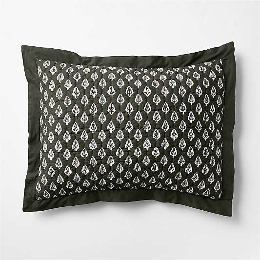 Celeste Organic Cotton Ficus Green Trees Quilted Bed Pillow Sham