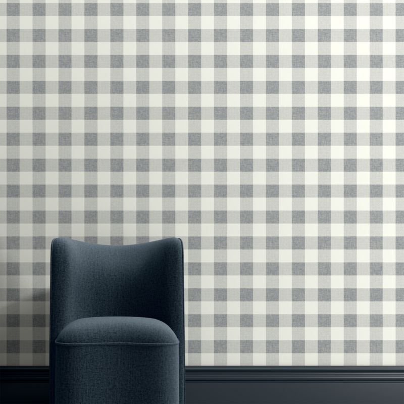 Colette Slate Gingham Wallpaper - image 1 of 2