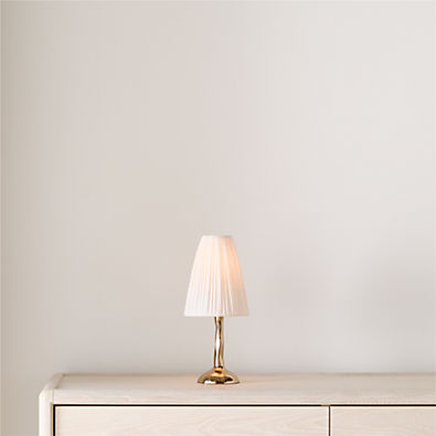 View Colette Hammered Brass Mini Table Lamp with Fabric Shade 13" details