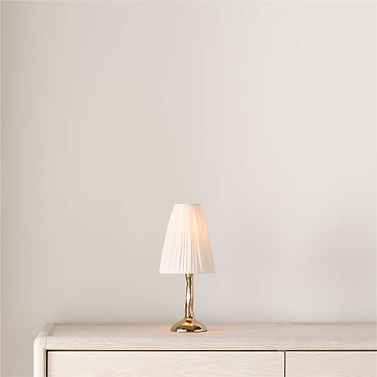Colette Hammered Brass Mini Table Lamp with Fabric Shade 13"