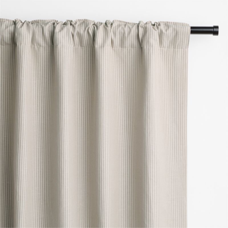 Clay Taupe Stripe Organic Cotton Linen Blackout Window Curtain Panel 52"x120" - image 5 of 7