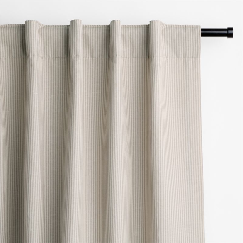 Clay Taupe Stripe Organic Cotton Linen Blackout Window Curtain Panel 52"x120" - image 4 of 7