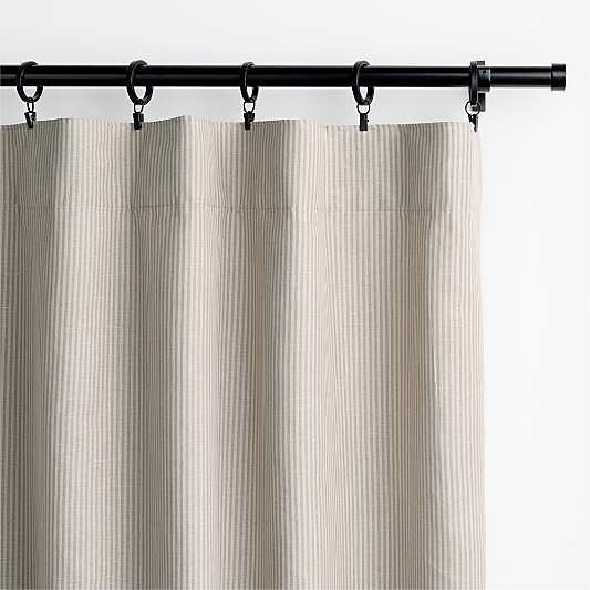 Clay Taupe Stripe Organic Cotton Linen Blackout Window Curtain Panels