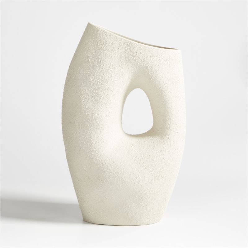 Clyborne Textured White Ceramic Vase 16"