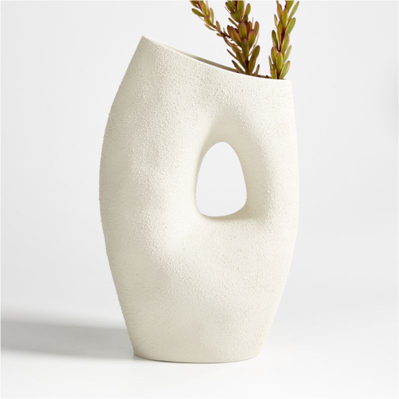 Clyborne Textured White Ceramic Vase 16"