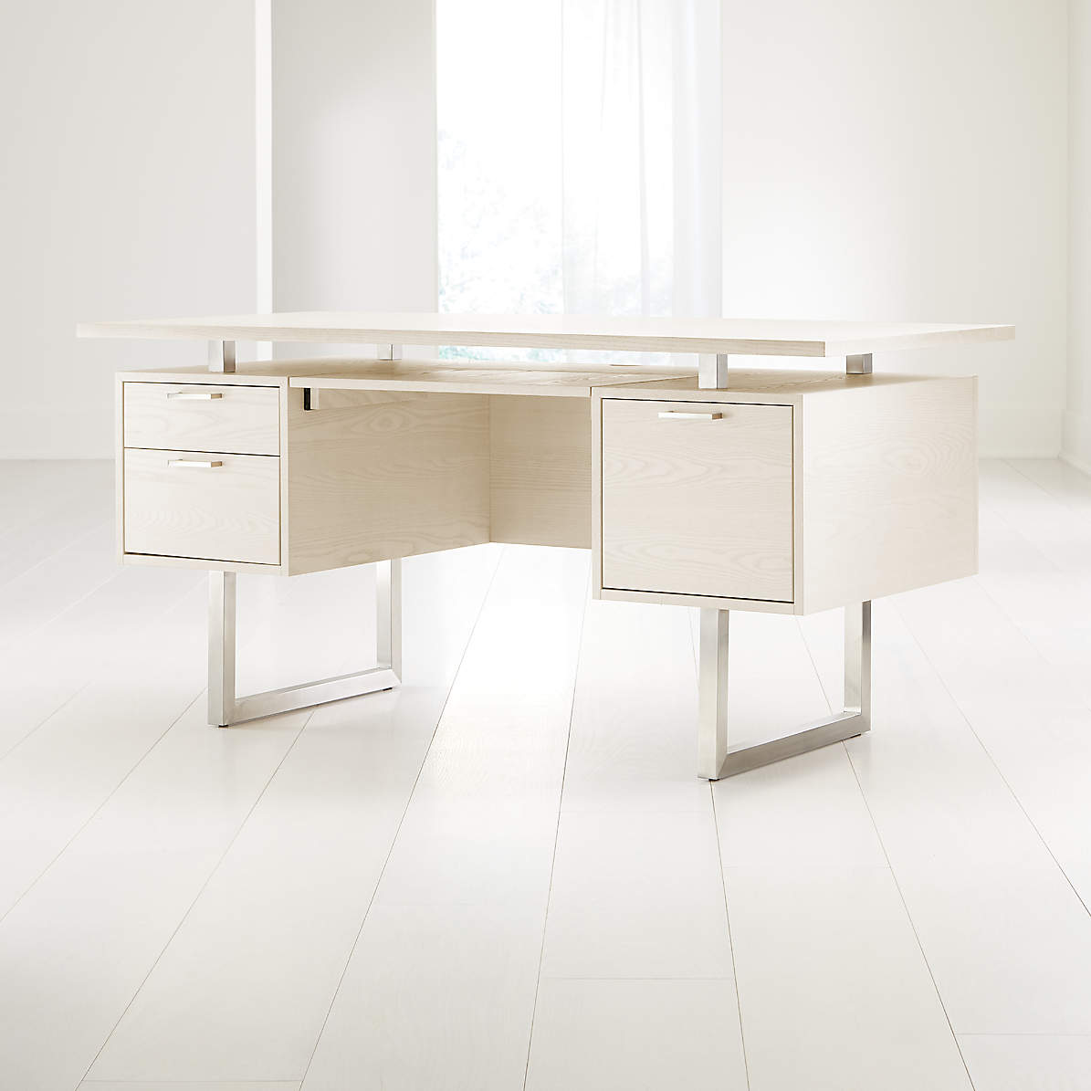 cream office desk