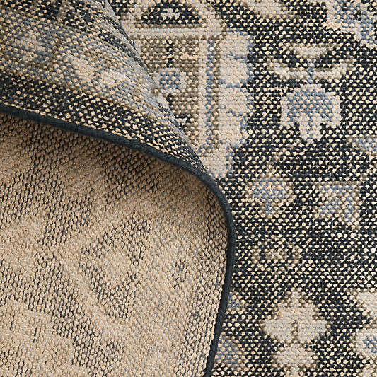 Combe Wool Traditional Handknotted Blue Rug Swatch 12"x18"