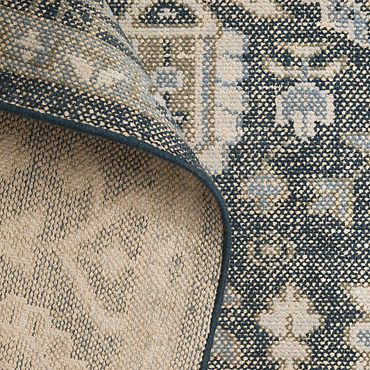 Combe Wool Traditional Handknotted Blue Rug Swatch 12"x18"
