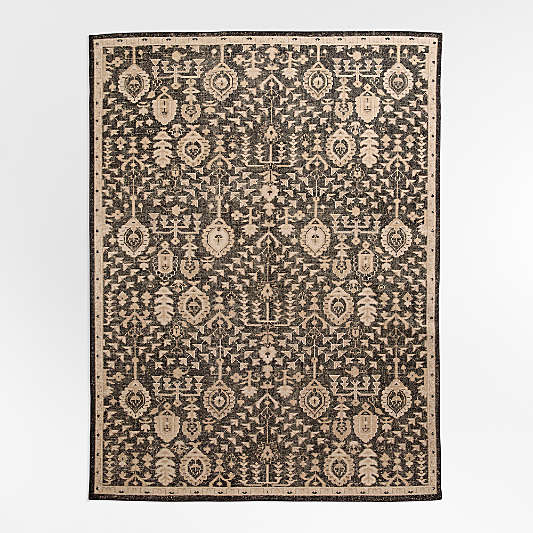 Combe Wool Traditional Handknotted Deep Brown Rug